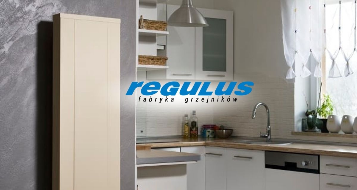 Designerska kuchnia w kolorze - grzejnik jako odważny akcent w nowoczesnym wnętrzu